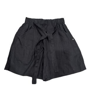 MARKUP LINEN SHORTS Black Women High Rise Size 38 A000453